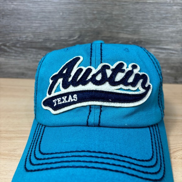 Austin Texas Hat Cap Strap Back Blue Distressed Adjustable One Size Outdoors - Picture 3 of 10